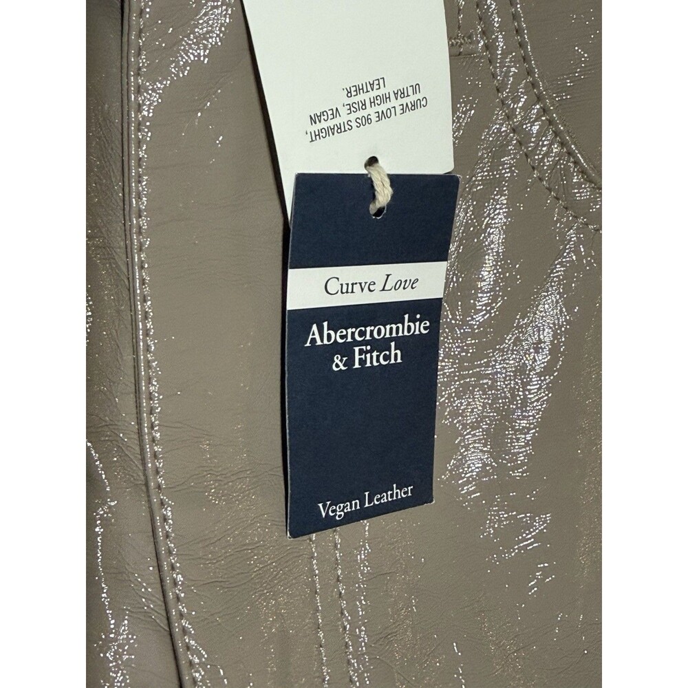 ABERCROMBIE FITCH Vegan Leather 90s Straight Ultra High Rise Pants Sz 24/00 NWT - Picture 3 of 5
